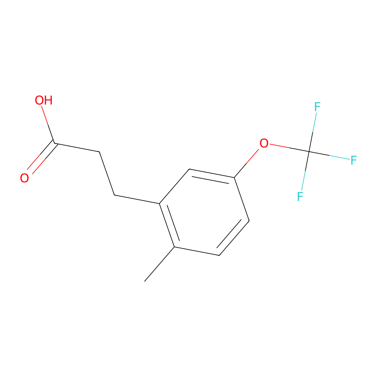 3-[2-Methyl-5-(trifluoromethoxy)phenyl]propionic acid molecular structure, CAS 1373921-10-8