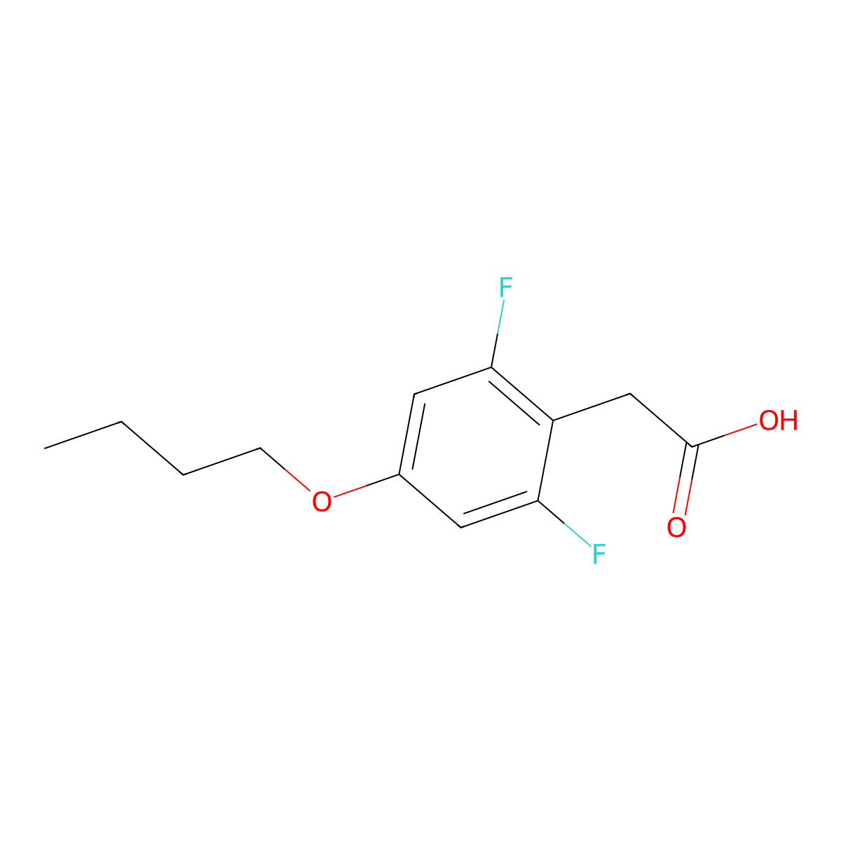 4-Butoxy-2,6-difluorophenylacetic acid molecular structure, CAS 1373921-12-0