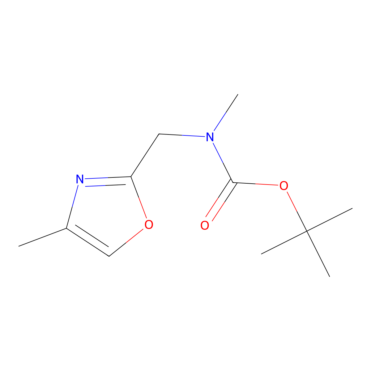 Tert-butyl methyl((4-methyloxazol-2-yl)methyl)carbamate molecular structure, CAS 1373958-91-8