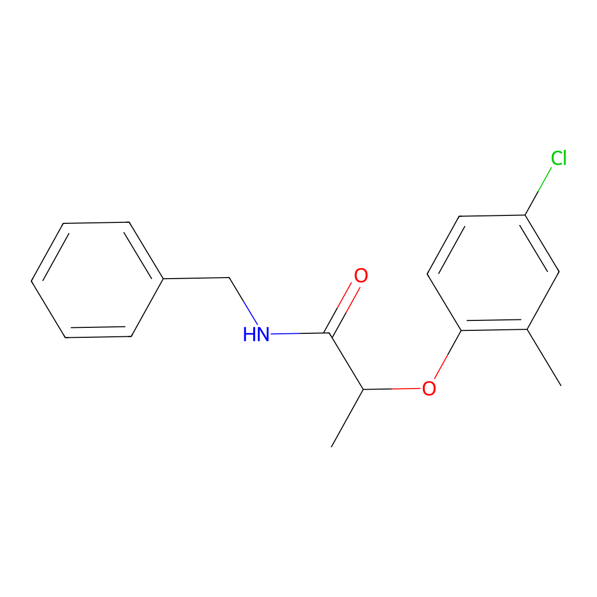 N-benzyl-2-(4-chloro-2-methylphenoxy)propanamide molecular structure, CAS 13740-46-0