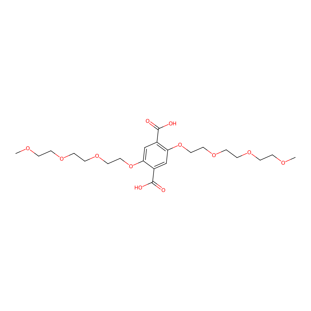 2,5-Bis(2-(2-(2-methoxyethoxy)ethoxy)ethoxy)terephthalic acid molecular structure, CAS 1374006-27-5