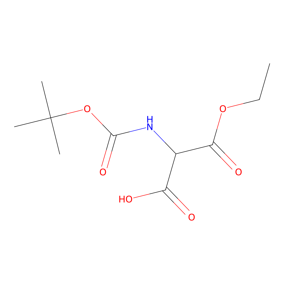 2-((tert-Butoxycarbonyl)amino)-3-ethoxy-3-oxopropanoic acid molecular structure, CAS 137401-45-7