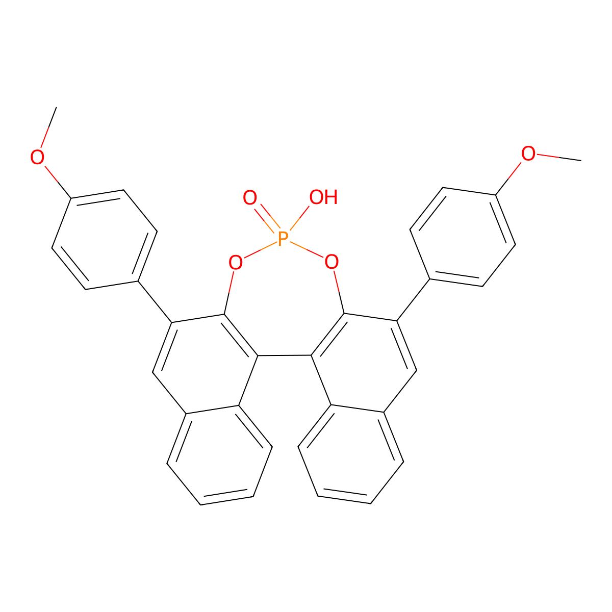 (11bR)-4-Hydroxy-2,6-bis(4-methoxyphenyl)dinaphtho[2,1-d:1',2'-f][1,3,2]dioxaphosphepine 4-oxide molecular structure, CAS 1374030-19-9