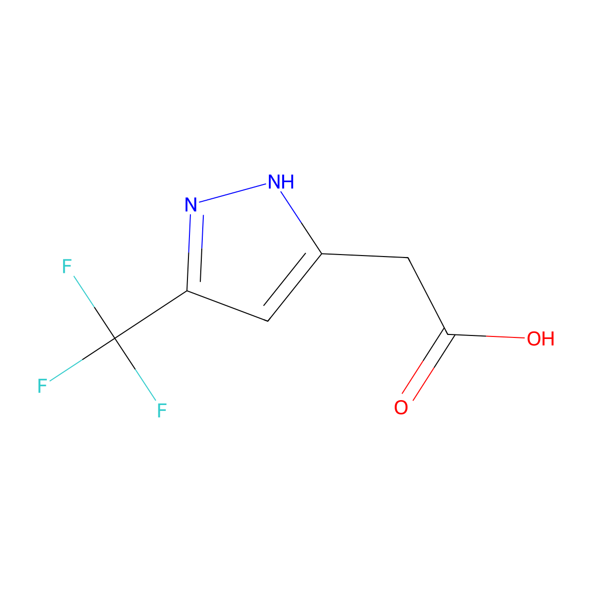2-(3-(trifluoromethyl)-1H-pyrazol-5-yl)acetic acid molecular structure, CAS 1374032-37-7