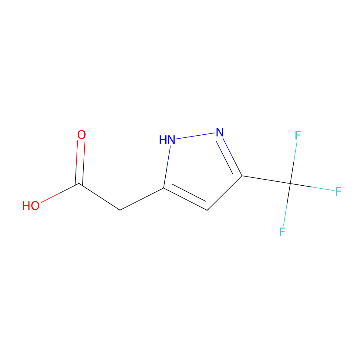 2-(3-(trifluoromethyl)-1H-pyrazol-5-yl)acetic acid molecular structure, CAS 1374032-37-7