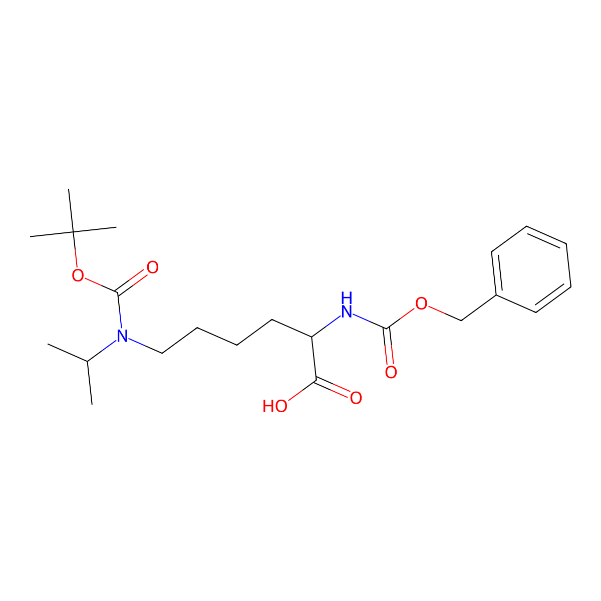 N2-((benzyloxy)carbonyl)-N6-(tert-butoxycarbonyl)-N6-isopropyl-L-lysine molecular structure, CAS 1374034-75-9