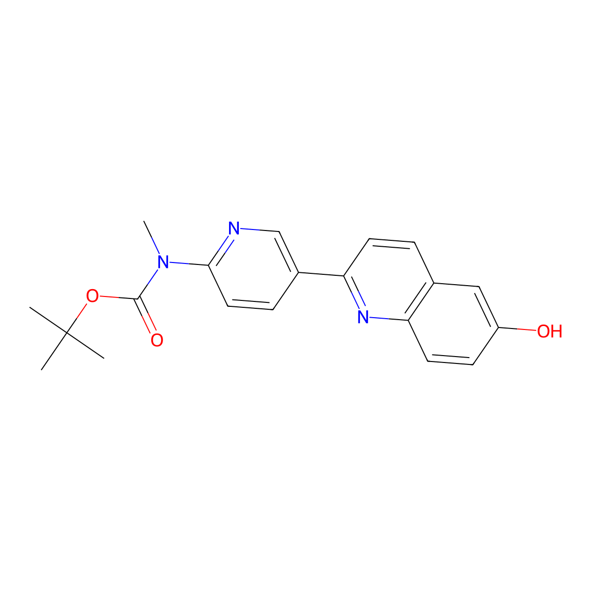 tert-butyl N-[5-(6-hydroxy-2-quinolyl)-2-pyridyl]-N-methyl-carbamate molecular structure, CAS 1374109-51-9