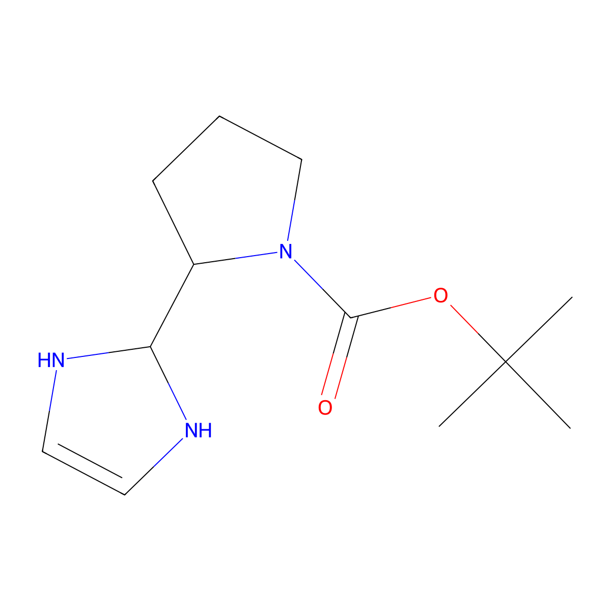 (S)-tert-Butyl 2-(2,3-dihydro-1H-imidazol-2-yl)pyrrolidine-1-carboxylate molecular structure, CAS 1374123-26-8