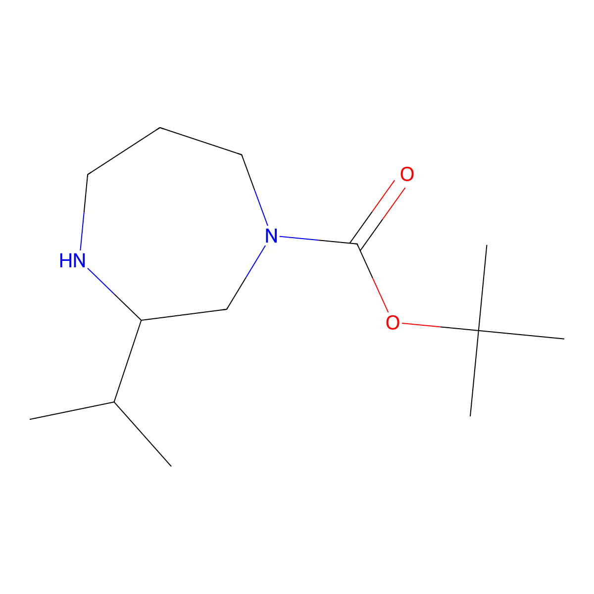 Tert-butyl 3-(propan-2-yl)-1,4-diazepane-1-carboxylate molecular structure, CAS 1374126-71-2