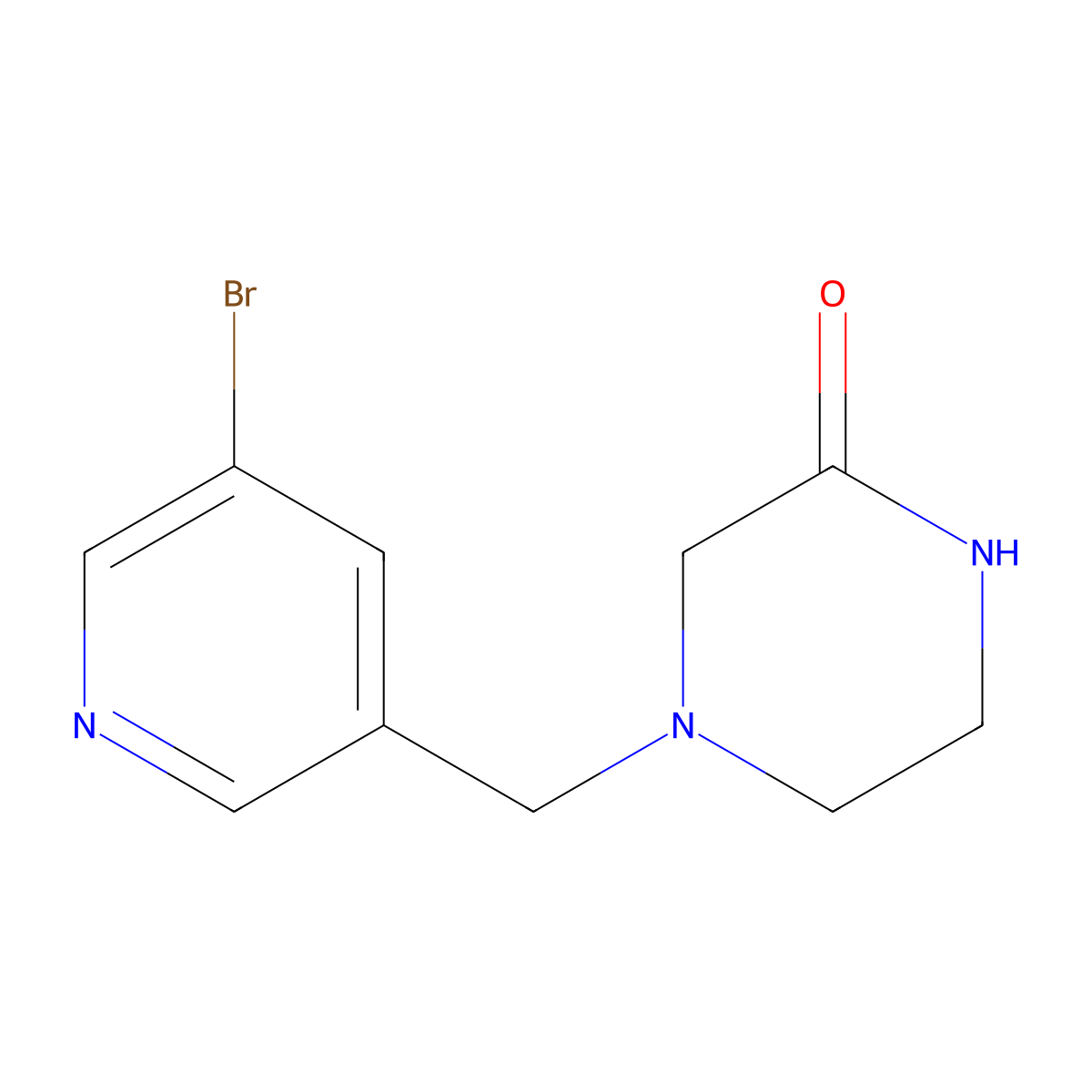 4-[(5-Bromopyridin-3-yl)methyl]piperazin-2-one molecular structure, CAS 1374144-40-7