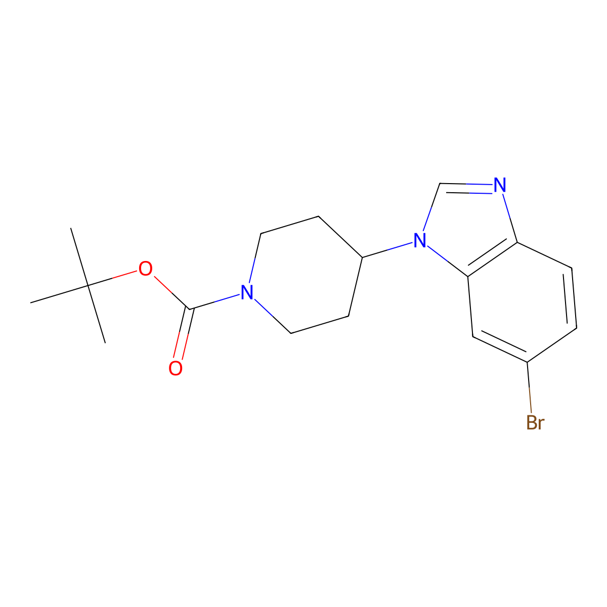 tert-butyl 4-(6-bromo-1H-benzo[d]imidazol-1-yl)piperidine-1-carboxylate molecular structure, CAS 1374145-59-1