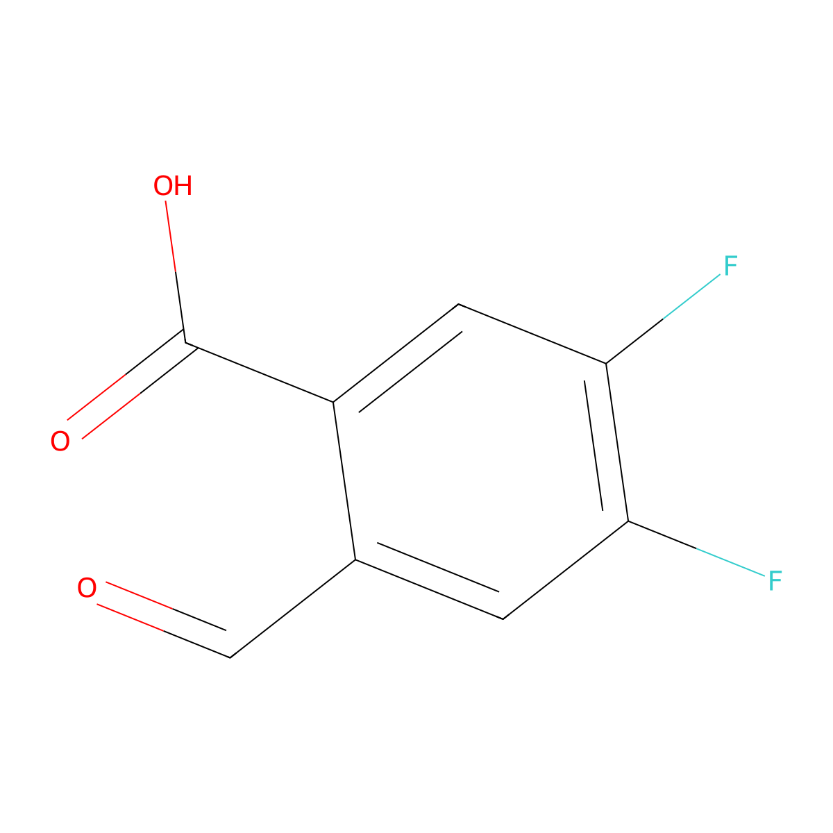 4,5-Difluoro-2-formylbenzoic acid molecular structure, CAS 1374150-50-1