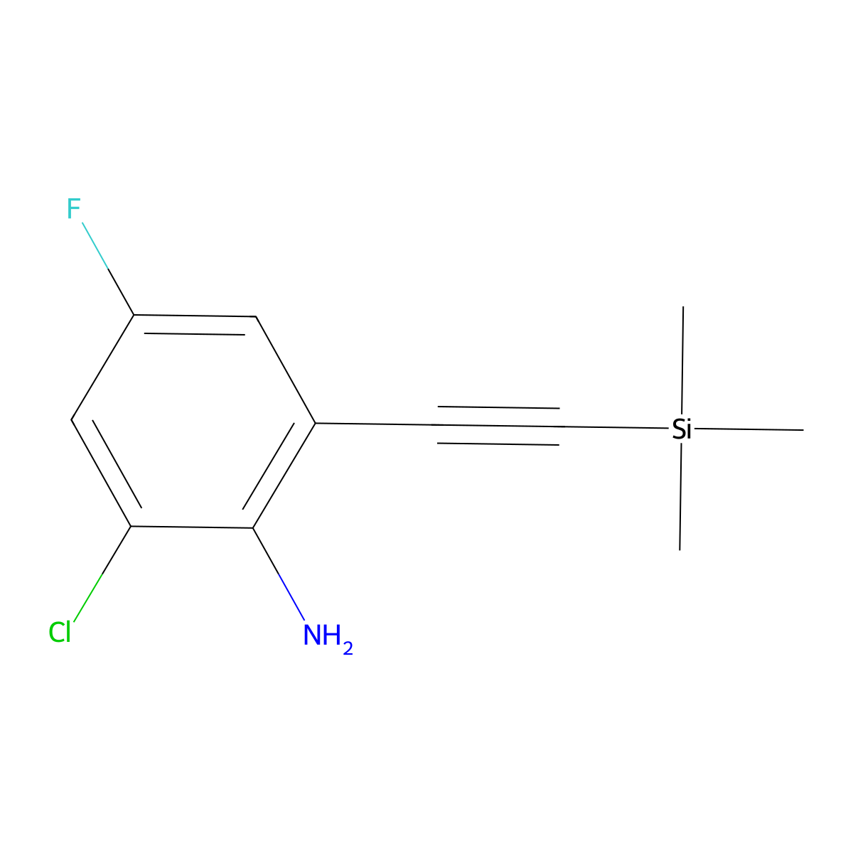 2-Chloro-4-fluoro-6-((trimethylsilyl)ethynyl)aniline molecular structure, CAS 1374194-14-5