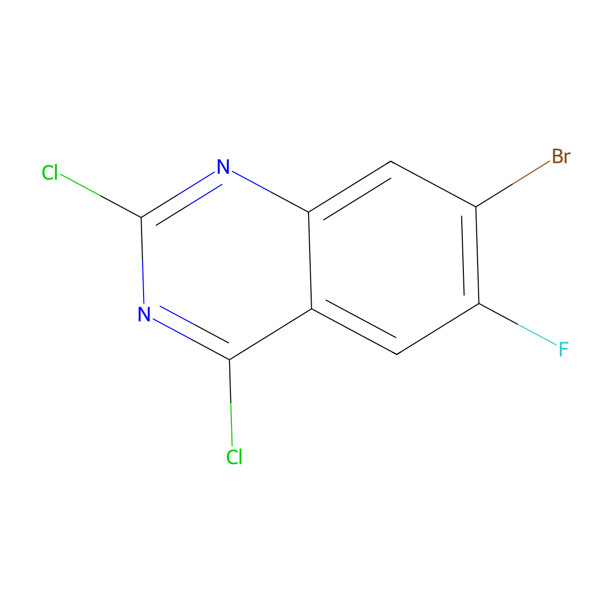 7-Bromo-2,4-dichloro-6-fluoroquinazoline molecular structure, CAS 1374208-44-2