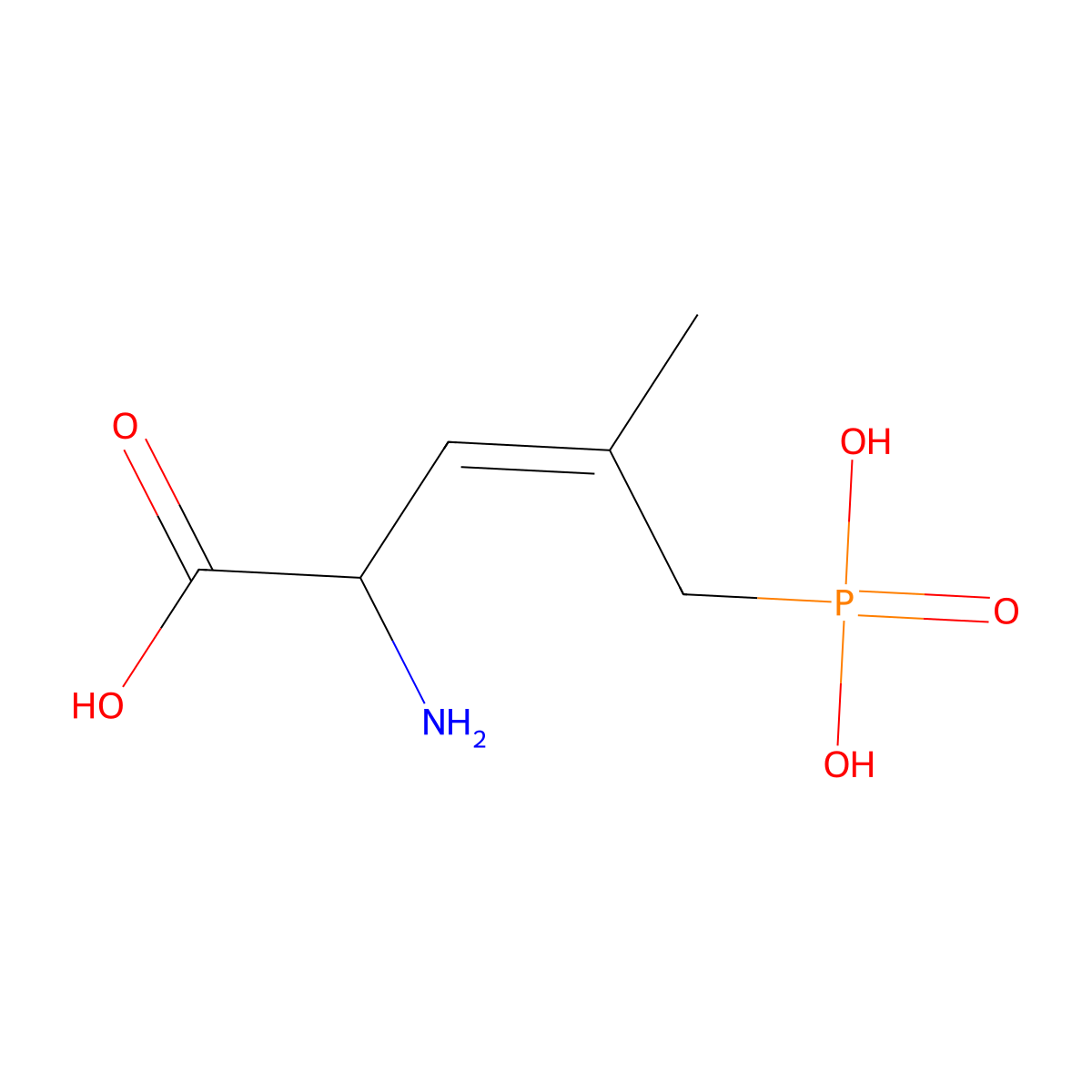 2-Amino-4-methyl-5-phosphono-3-pentenoic acid molecular structure, CAS 137424-81-8