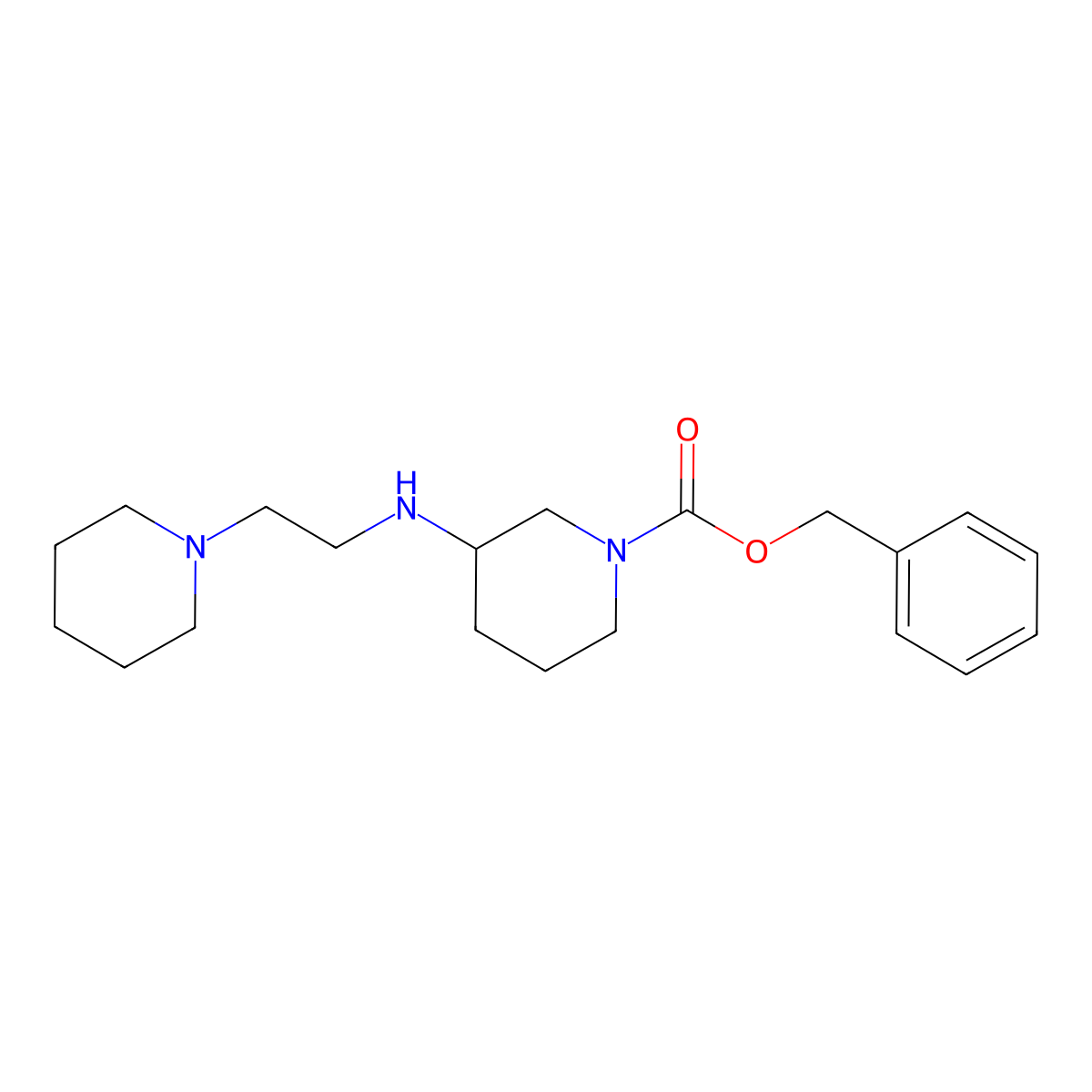 Benzyl 3-(2-(piperidin-1-yl)ethylamino)piperidine-1-carboxylate molecular structure, CAS 1374242-45-1