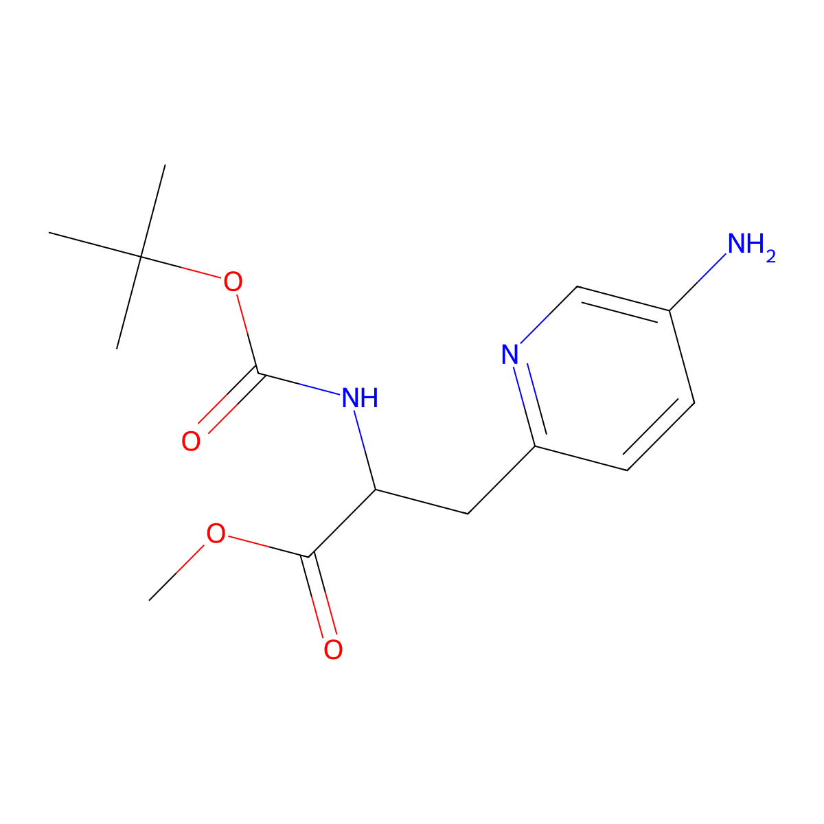 Methyl (S)-3-(5-aminopyridin-2-yl)-2-((tert-butoxycarbonyl)amino)propanoate molecular structure, CAS 1374243-71-6