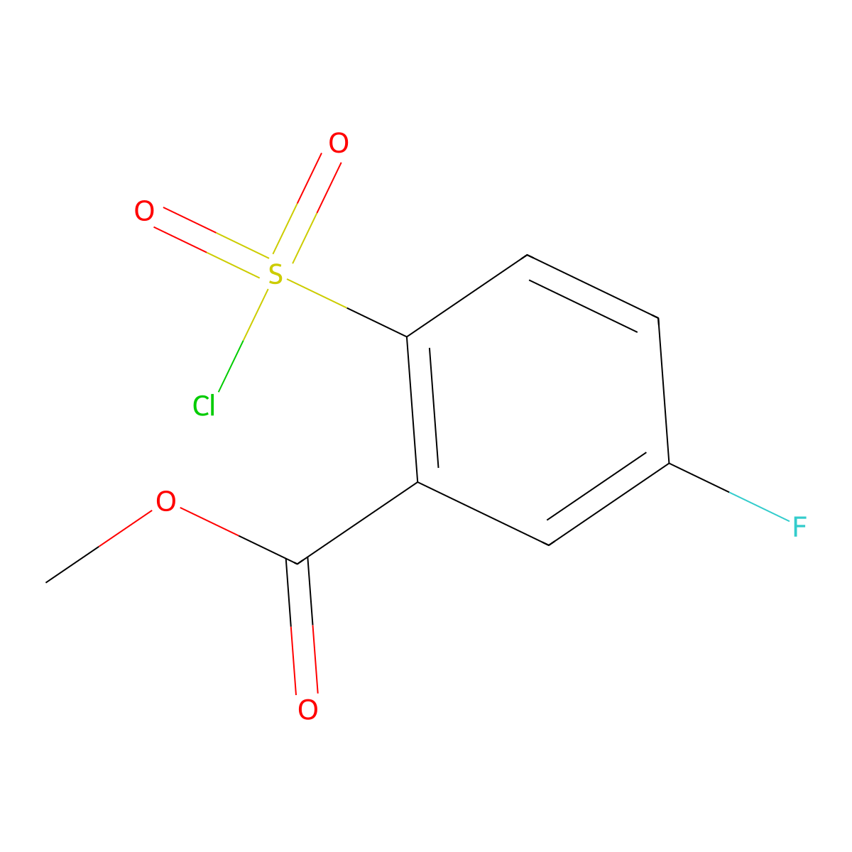 Methyl 2-(chlorosulfonyl)-5-fluorobenzoate molecular structure, CAS 1374249-78-1