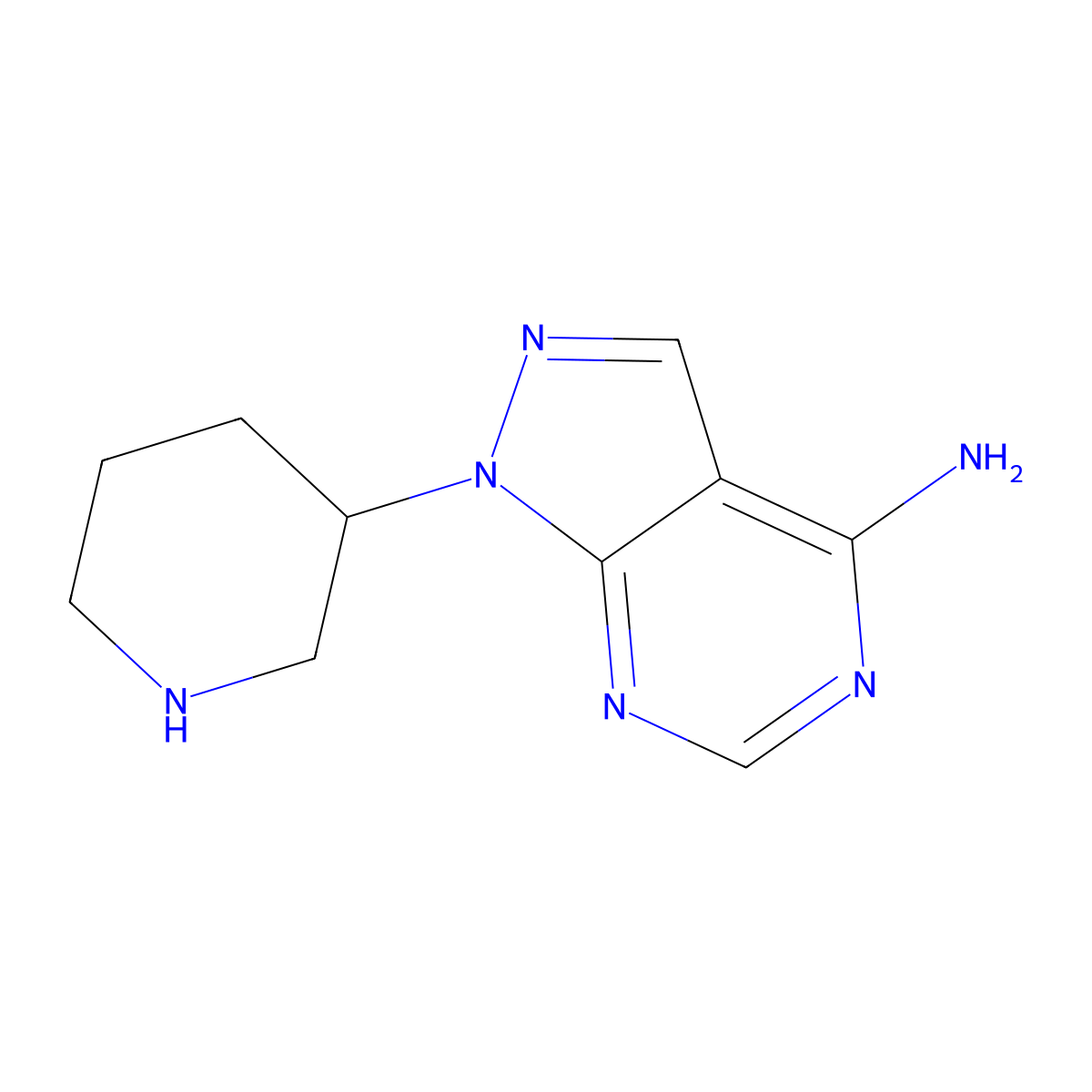 1-(piperidin-3-yl)-1H-pyrazolo[3,4-d]pyrimidin-4-amine molecular structure, CAS 1374251-00-9