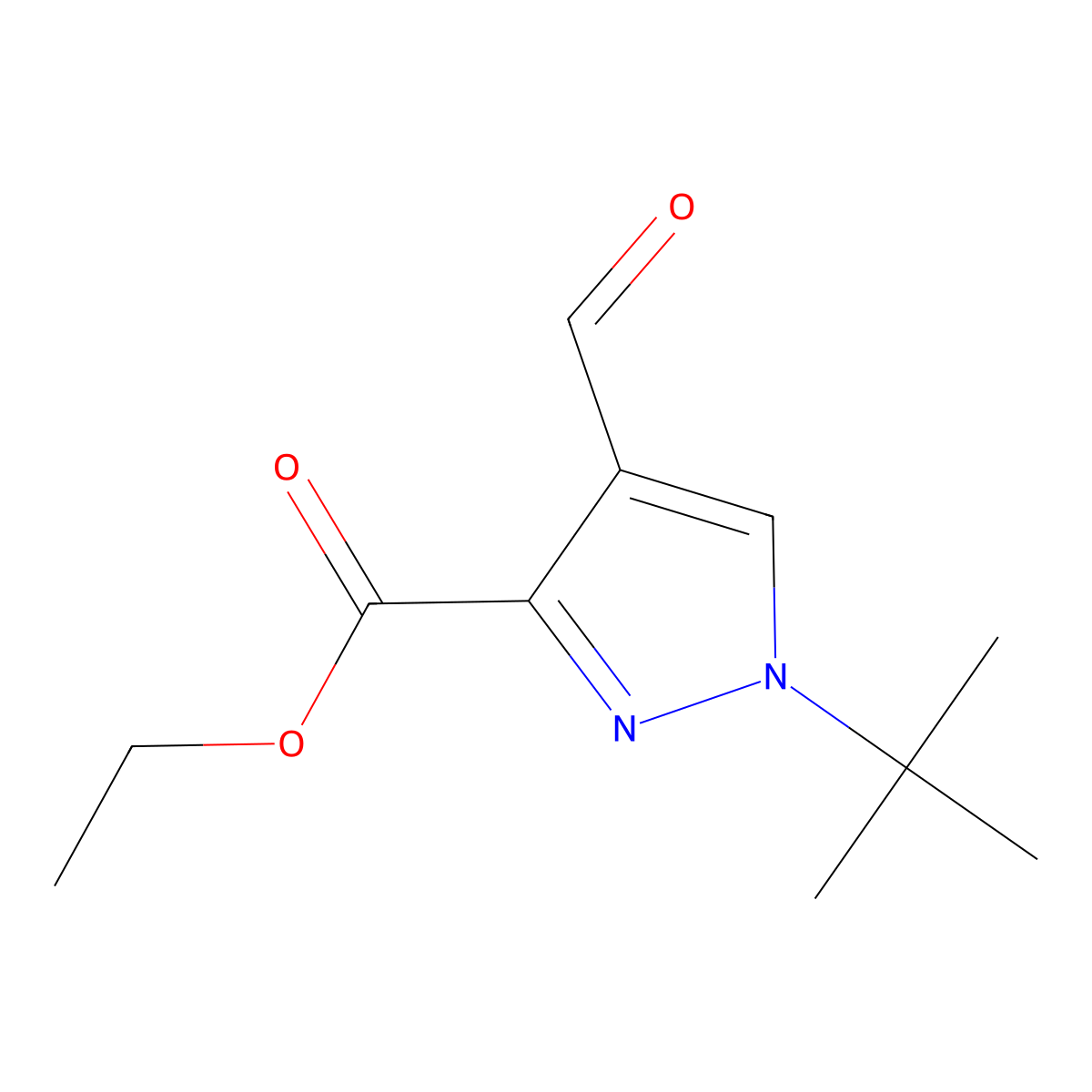 Ethyl 1-(tert-butyl)-4-formyl-1H-pyrazole-3-carboxylate molecular structure, CAS 1374258-06-6