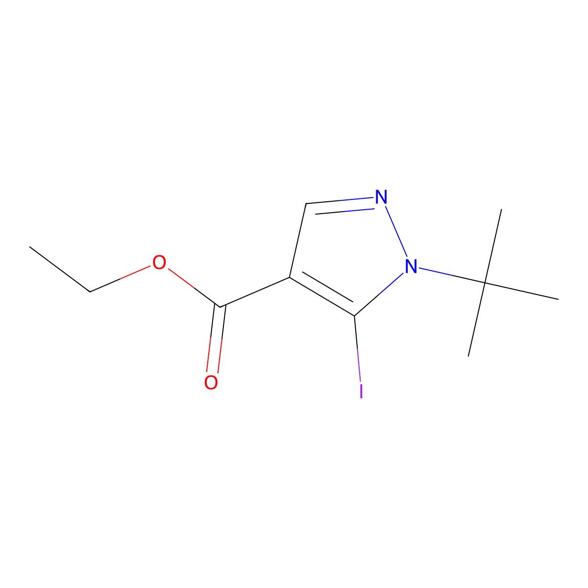 ethyl 1-tert-butyl-5-iodo-1H-pyrazole-4-carboxylate molecular structure, CAS 1374258-24-8