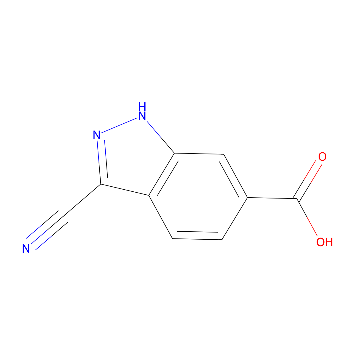 3-cyano-1H-indazole-6-carboxylic acid molecular structure, CAS 1374258-29-3