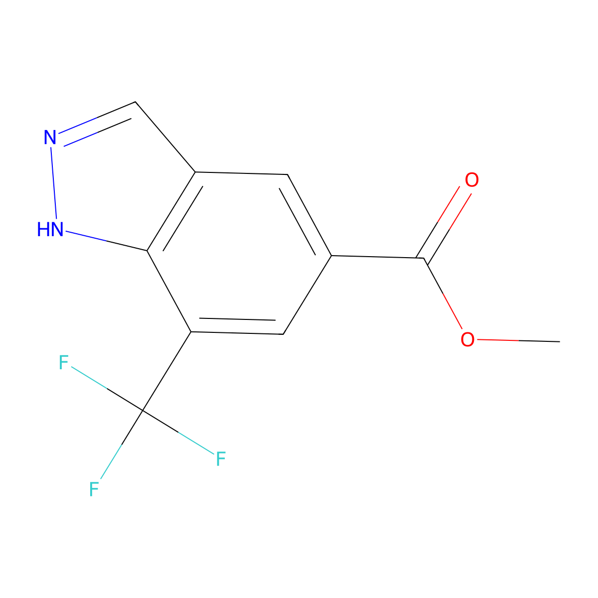 Methyl 7-(trifluoromethyl)-1H-indazole-5-carboxylate molecular structure, CAS 1374258-44-2