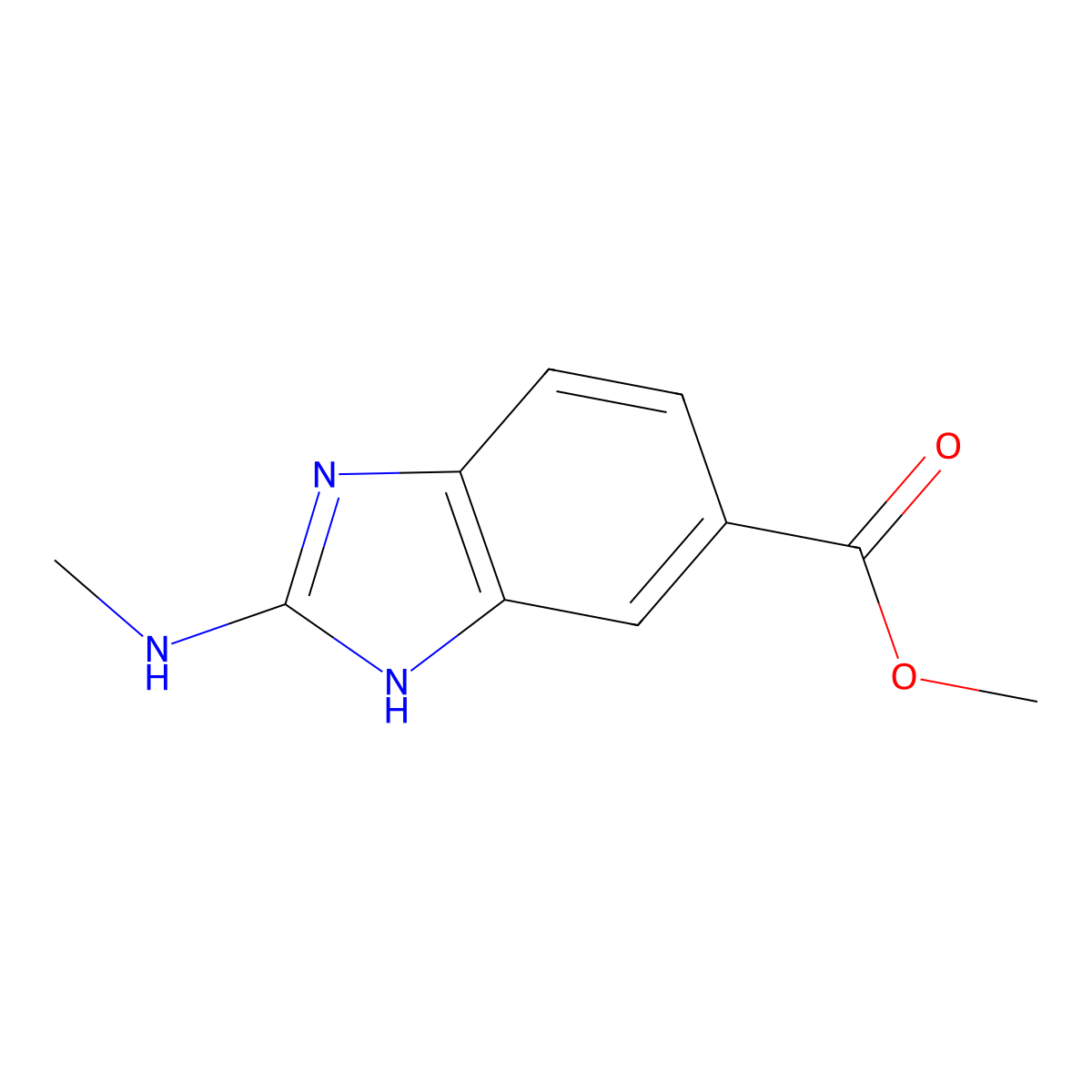 Methyl 2-(methylamino)-1H-benzo[d]imidazole-5-carboxylate molecular structure, CAS 1374258-49-7