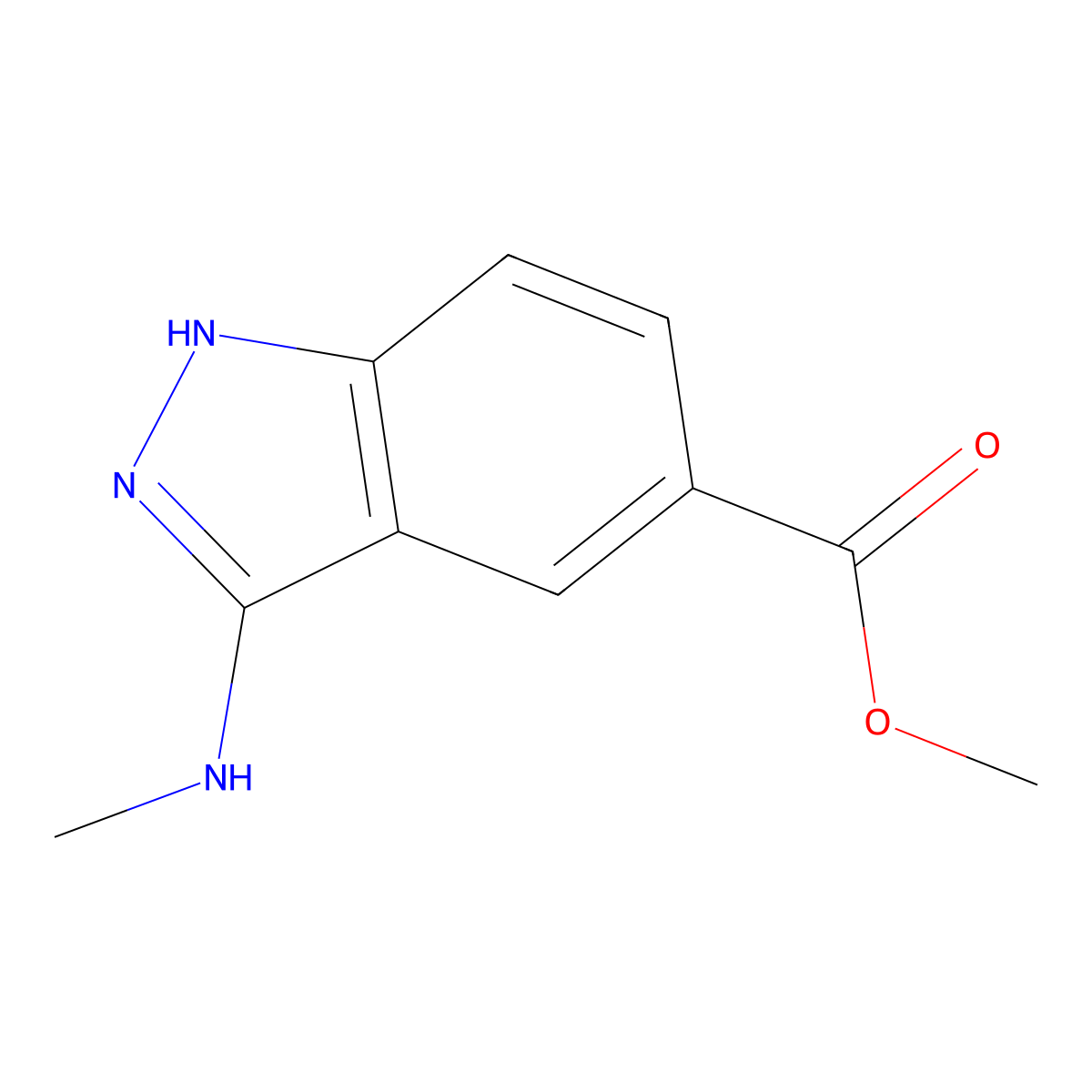 Methyl 3-(methylamino)-1H-indazole-5-carboxylate molecular structure, CAS 1374258-74-8