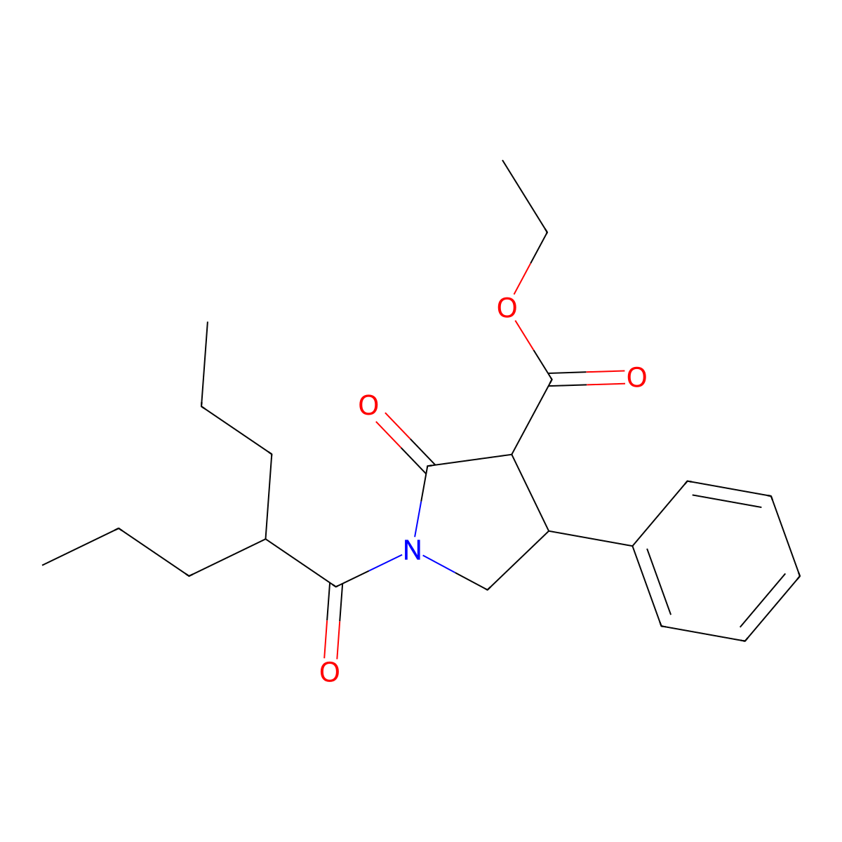 Ethyl 2-oxo-4-phenyl-1-(2-propylpentanoyl)pyrrolidine-3-carboxylate molecular structure, CAS 137427-85-1