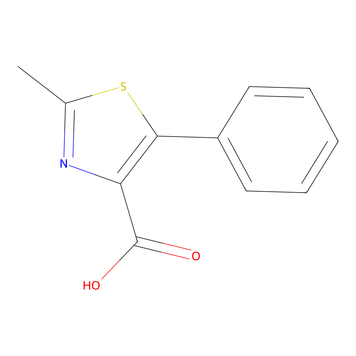 2-methyl-5-phenyl-1,3-thiazole-4-carboxylic Acid molecular structure, CAS 13743-09-4