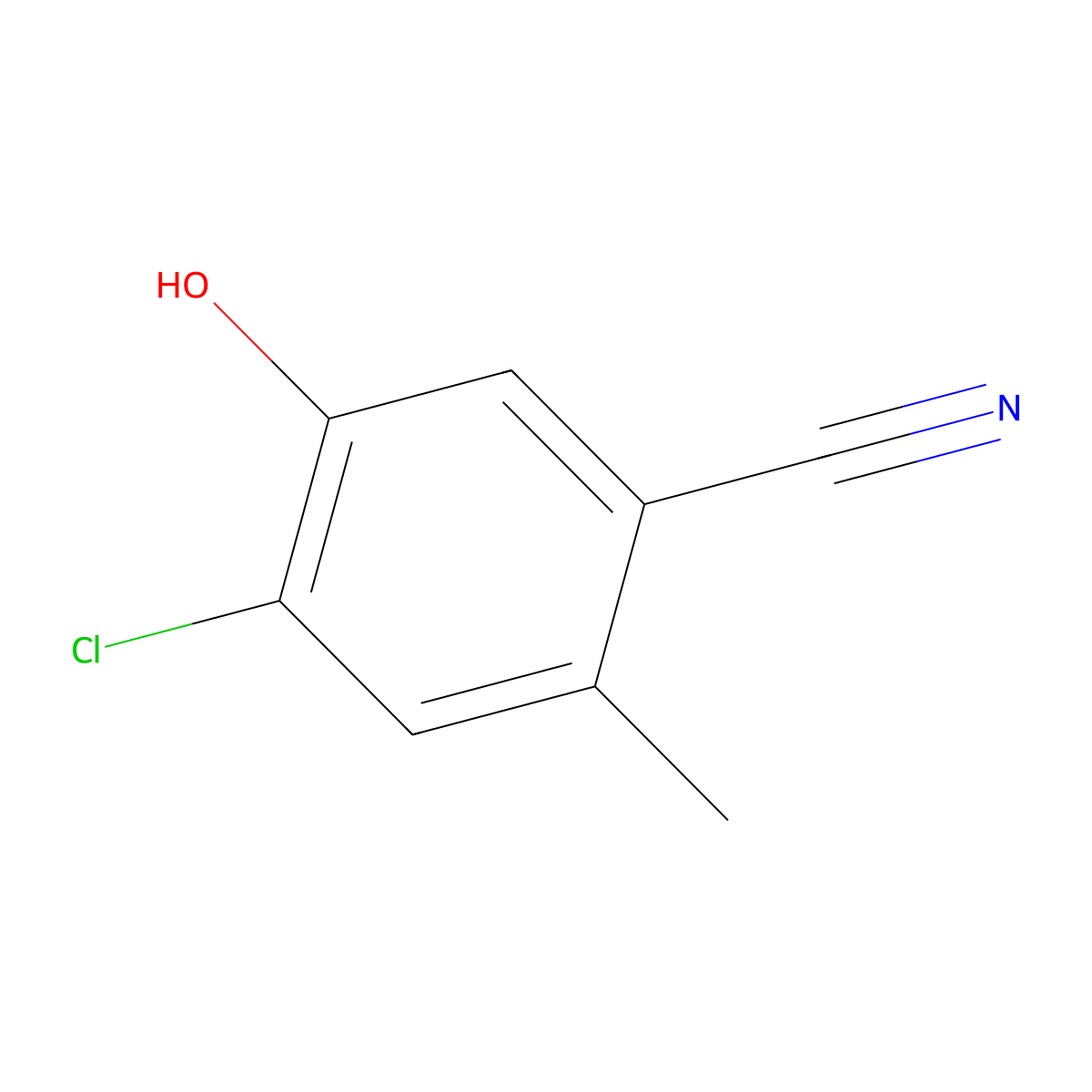 4-Chloro-5-hydroxy-2-methylbenzonitrile molecular structure, CAS 1374308-83-4