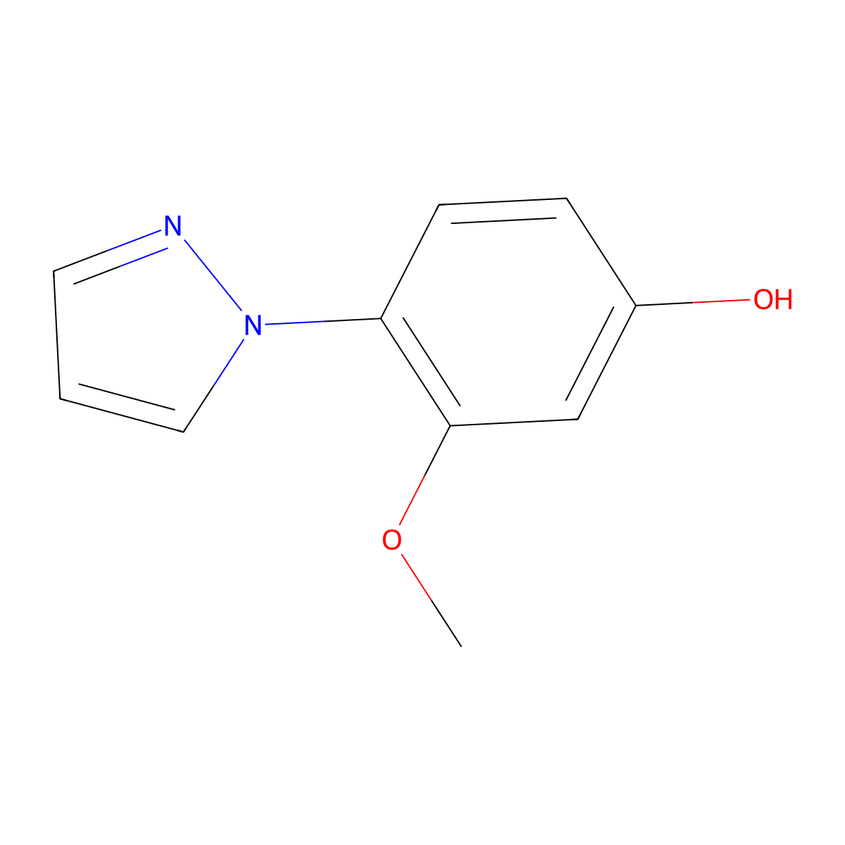 3-Methoxy-4-(1H-pyrazol-1-yl)phenol molecular structure, CAS 1374309-20-2