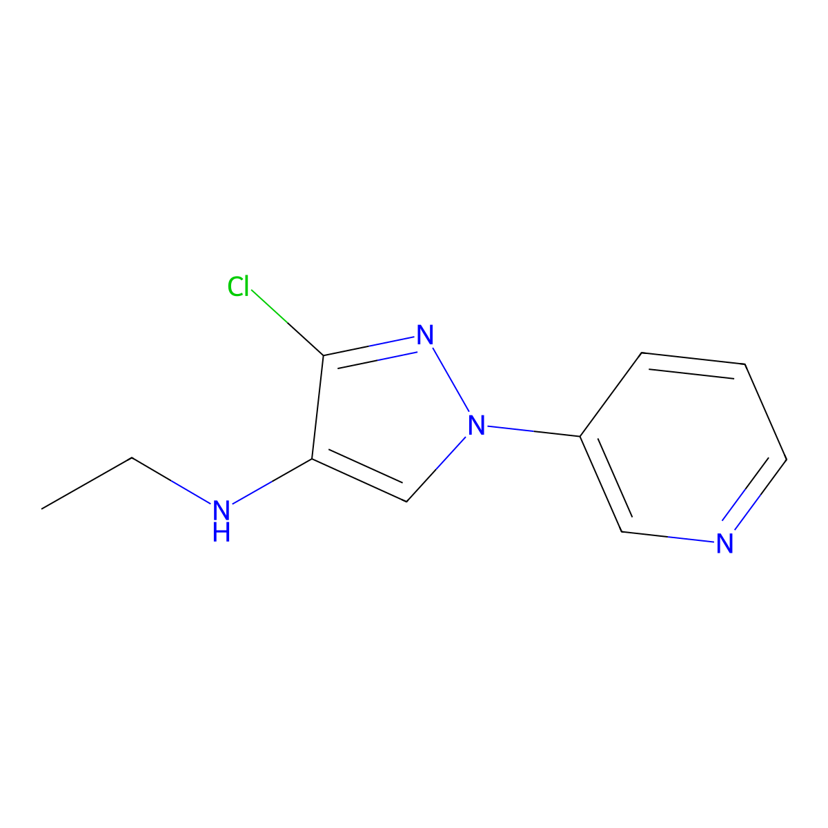 3-chloro-N-ethyl-1-(pyridin-3-yl)-1H-pyrazol-4-amine molecular structure, CAS 1374320-45-2