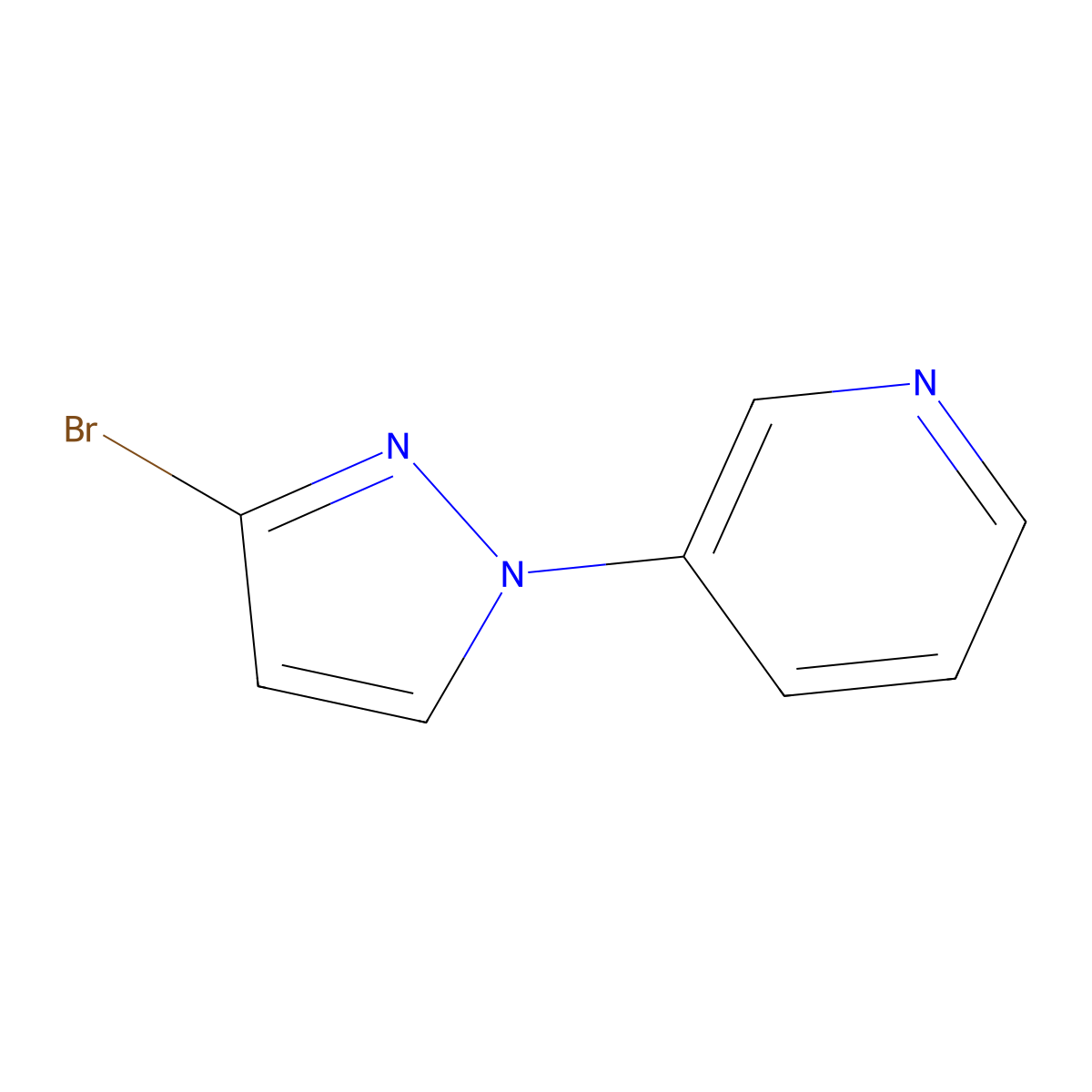 3-(3-bromo-1H-pyrazol-1-yl)pyridine molecular structure, CAS 1374320-72-5