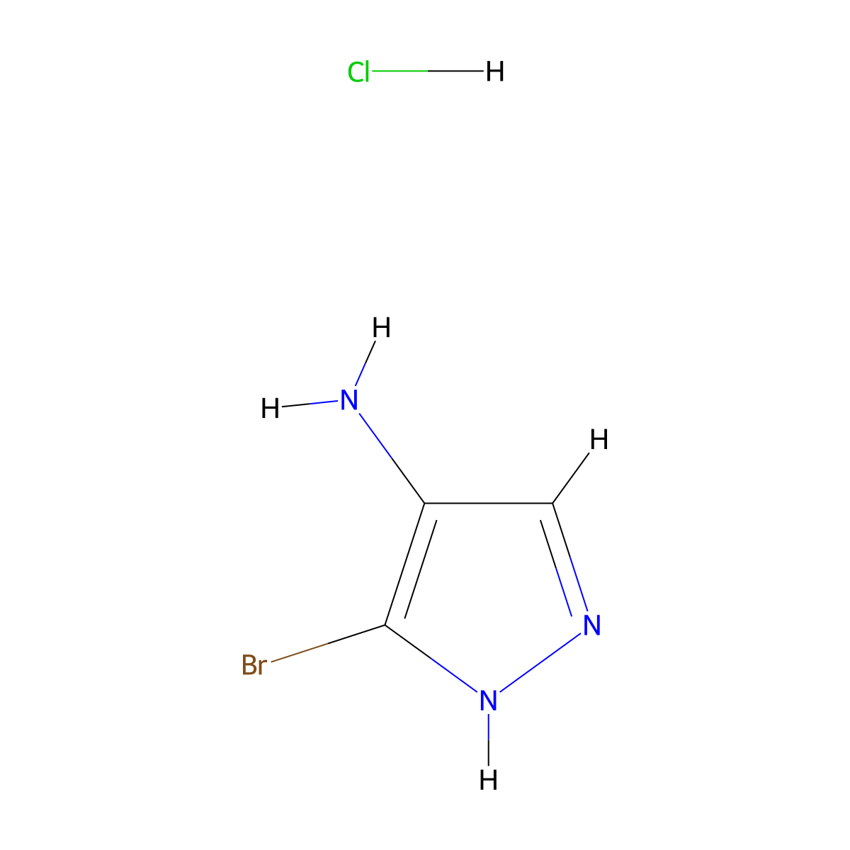 3-Bromo-1H-pyrazol-4-amine hydrochloride molecular structure, CAS 1374321-04-6