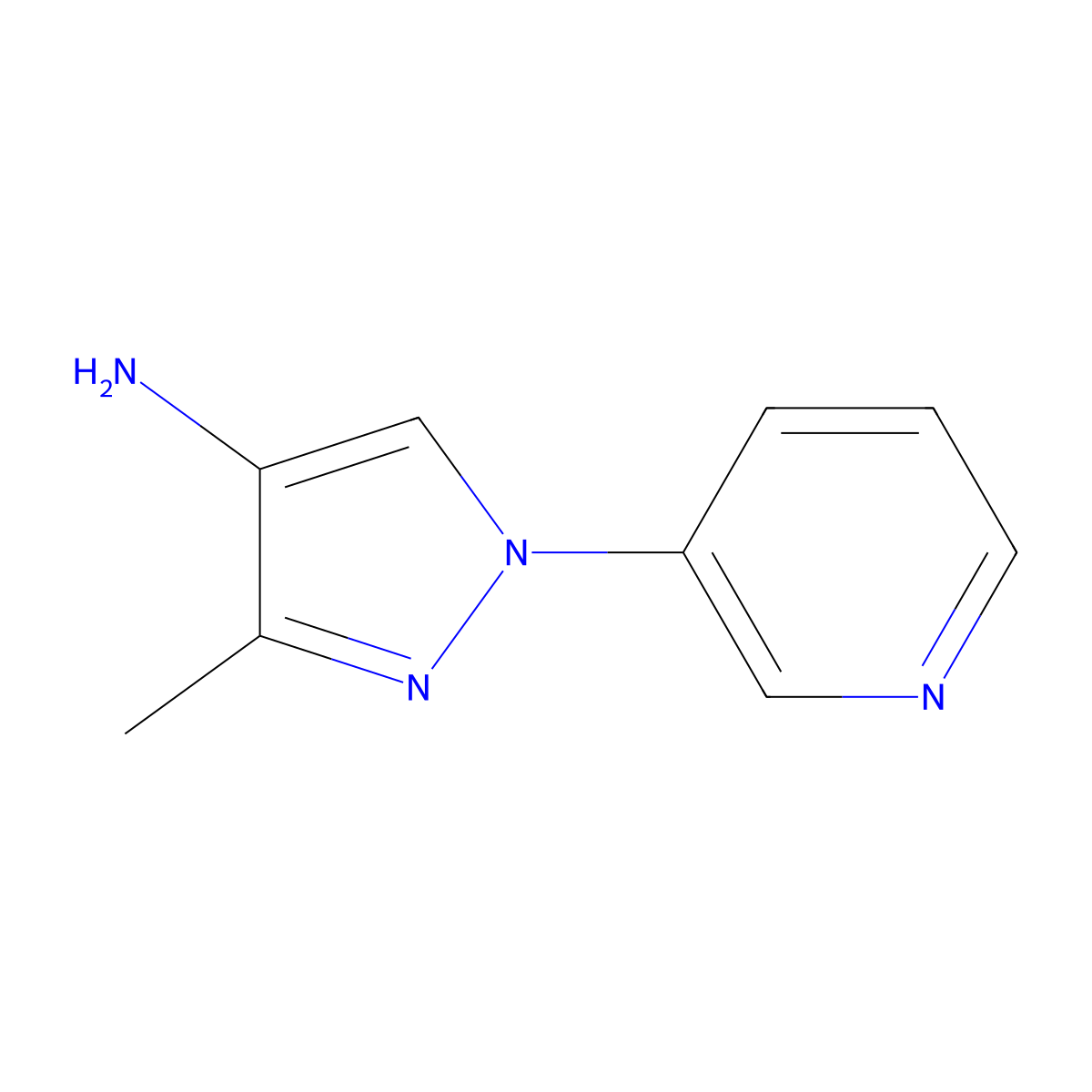 3-methyl-1-(pyridin-3-yl)-1H-pyrazol-4-amine molecular structure, CAS 1374321-08-0