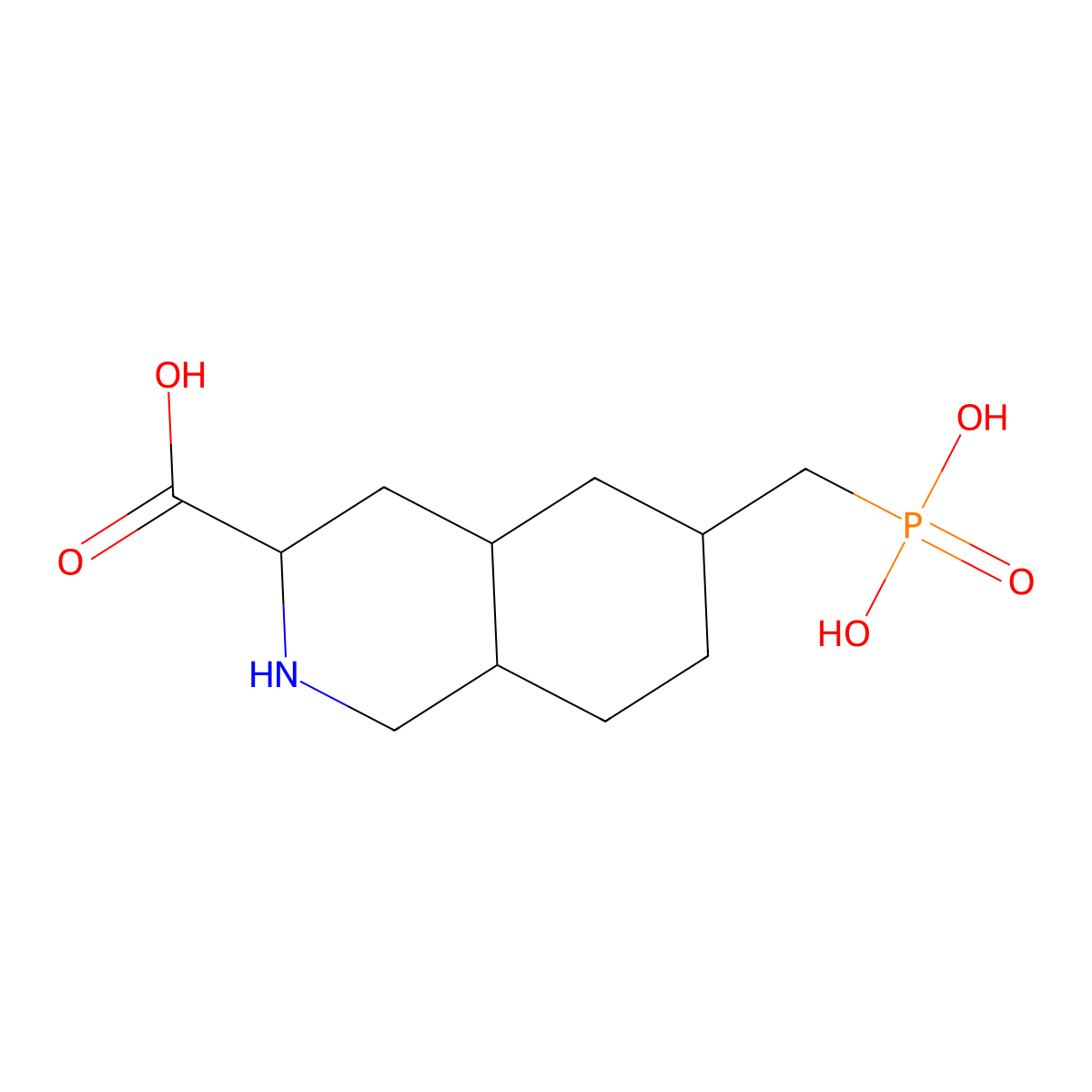 (3S,4aR,6S,8aR)-Decahydro-6-(phosphonomethyl)-3-isoquinolinecarboxylic acid molecular structure, CAS 137433-06-8