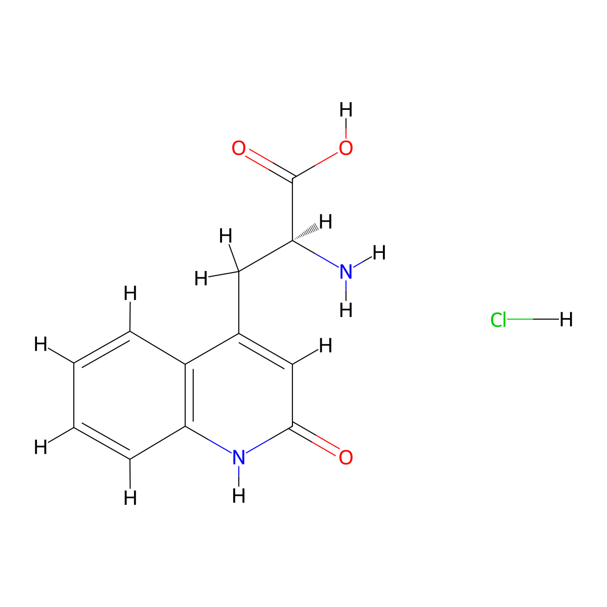 (S)-2-Amino-3-(2-oxo-1,2-dihydroquinolin-4-yl)propionic acid HCl molecular structure, CAS 137433-08-0