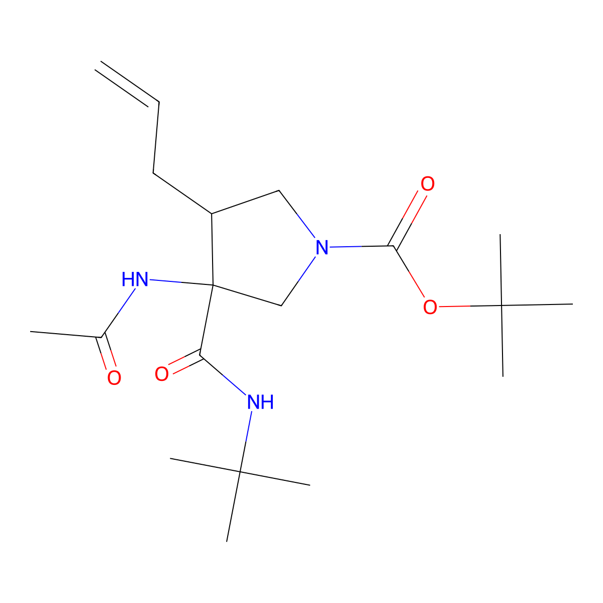rel-(3R,4S)-tert-Butyl 3-acetamido-4-allyl-3-(tert-butylcarbamoyl)pyrrolidine-1-carboxylate molecular structure, CAS 1374334-12-9