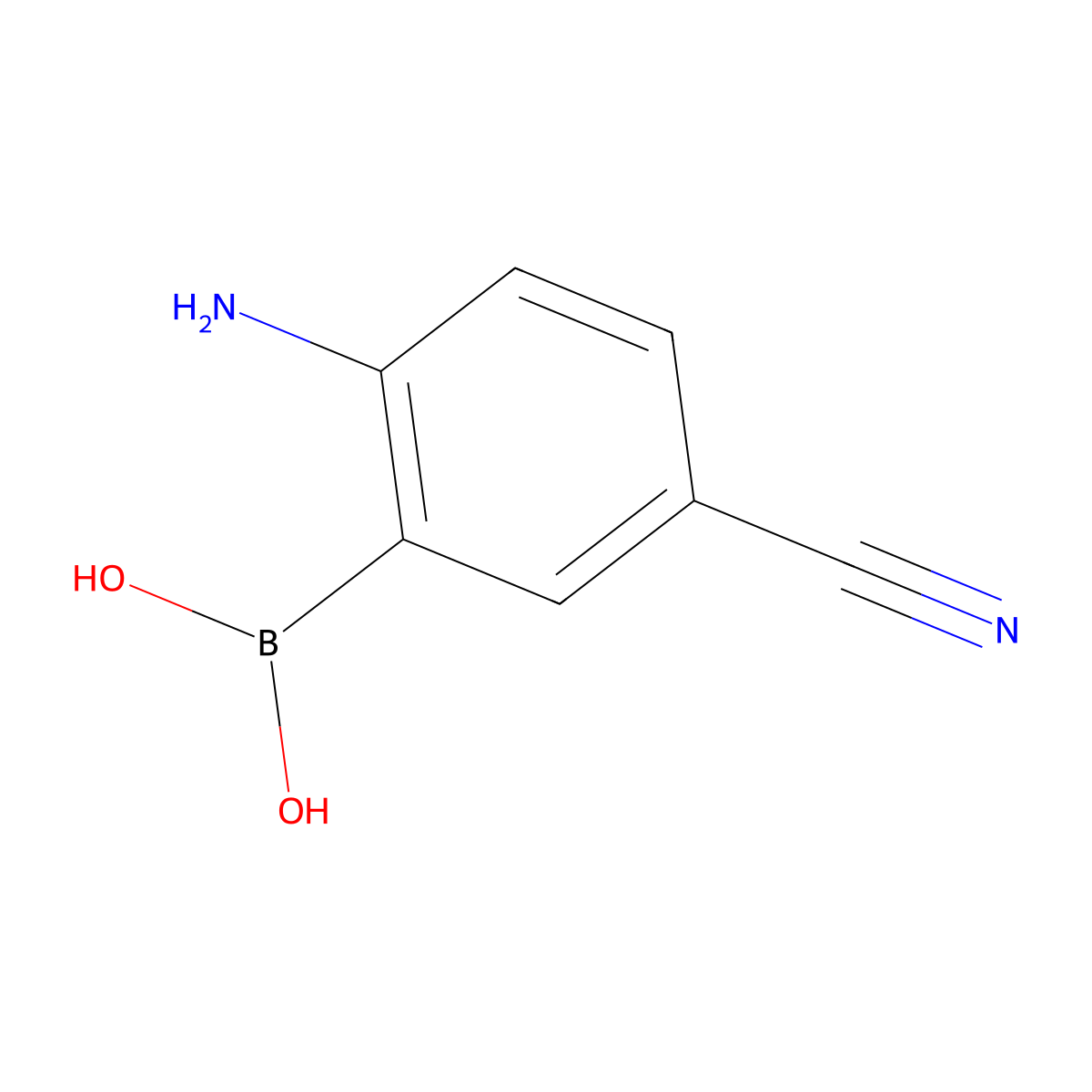 (2-Amino-5-cyanophenyl)boronic acid molecular structure, CAS 1374334-76-5