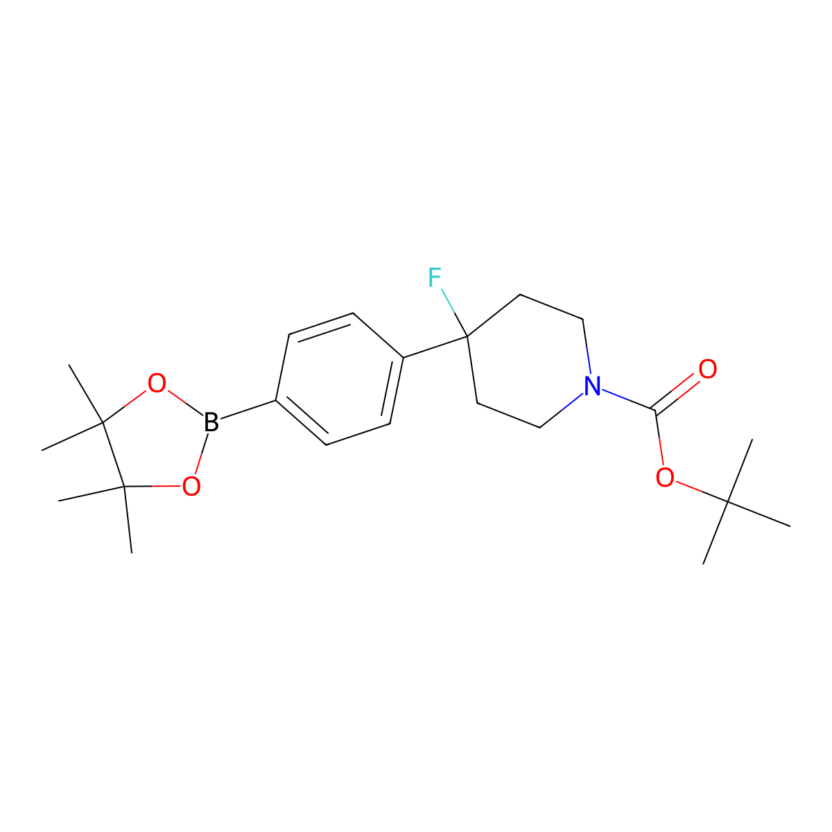 tert-Butyl 4-fluoro-4-[4-(tetramethyl-1,3,2-dioxaborolan-2-yl)phenyl]piperidine-1-carboxylate molecular structure, CAS 1374342-20-7