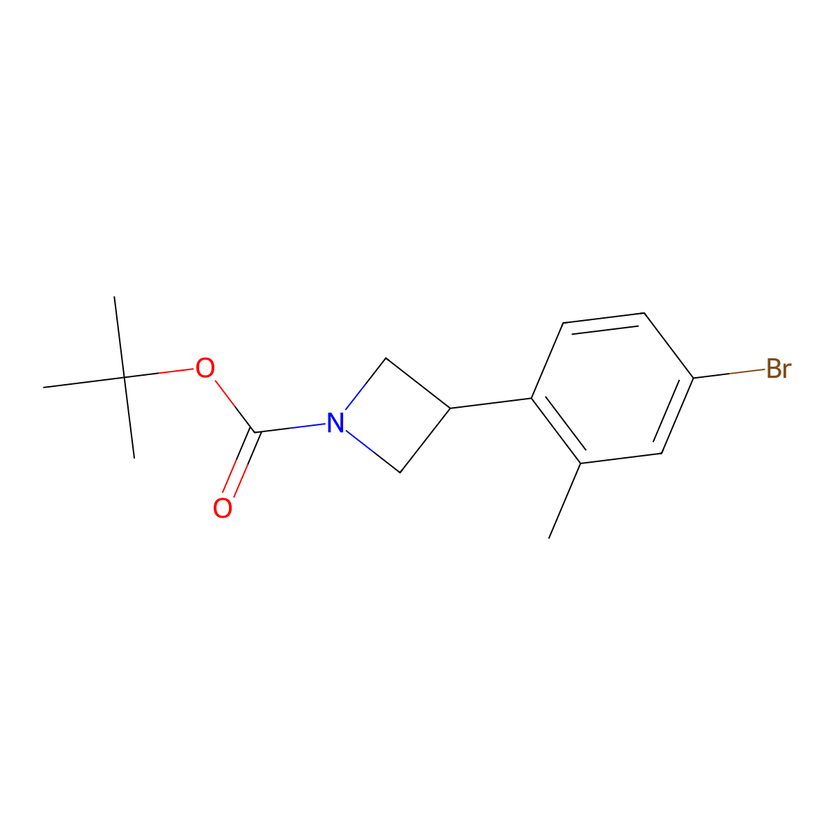 Tert-butyl 3-(4-bromo-2-methylphenyl)azetidine-1-carboxylate molecular structure, CAS 1374342-41-2