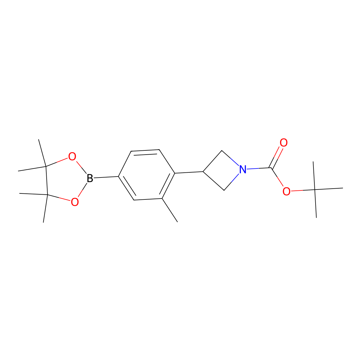 Tert-butyl 3-(2-methyl-4-(4,4,5,5-tetramethyl-1,3,2-dioxaborolan-2-yl)phenyl)azetidine-1-carboxylate molecular structure, CAS 1374342-42-3