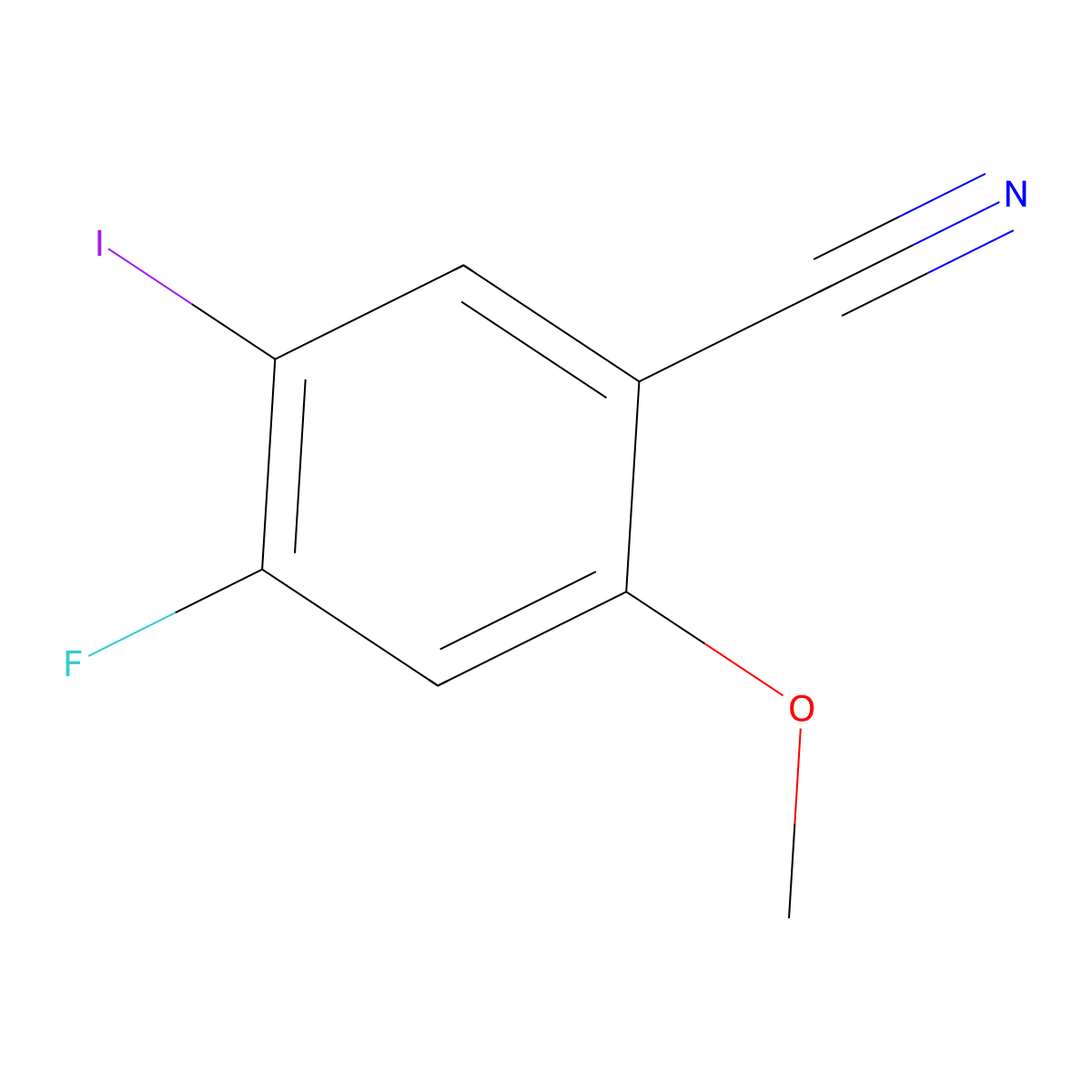 4-Fluoro-5-iodo-2-methoxy-benzonitrile molecular structure, CAS 1374358-37-8