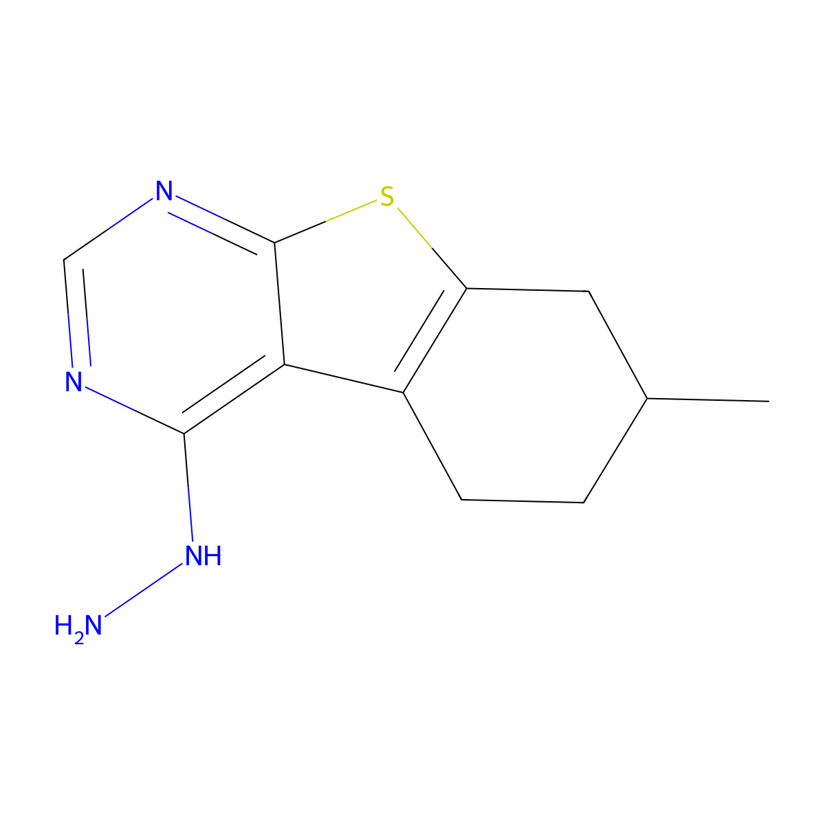 4-Hydrazinyl-7-methyl-5,6,7,8-tetrahydrobenzo[4,5]thieno[2,3-d]pyrimidine molecular structure, CAS 137438-24-5
