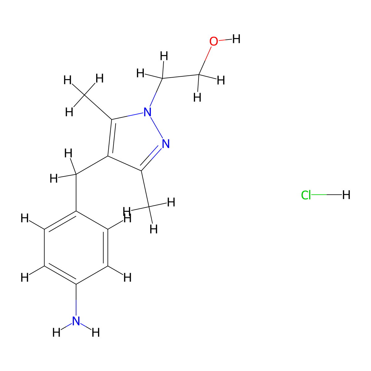2-(4-(4-aminobenzyl)-3,5-dimethyl-1H-pyrazol-1-yl)ethanol hydrochloride molecular structure, CAS 1374407-73-4