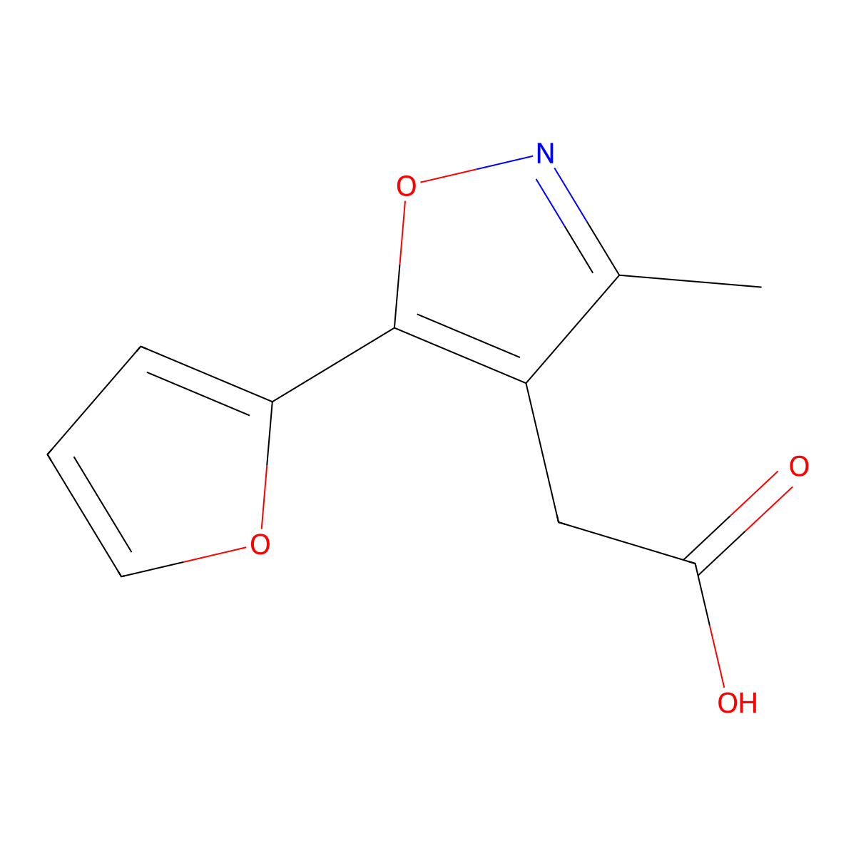 2-(5-(Furan-2-yl)-3-methylisoxazol-4-yl)acetic acid molecular structure, CAS 1374407-74-5