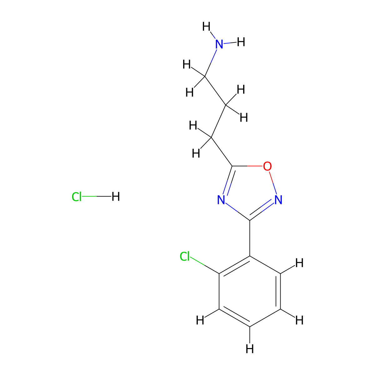 3-(3-(2-Chlorophenyl)-1,2,4-oxadiazol-5-yl)propan-1-amine hydrochloride molecular structure, CAS 1374407-84-7