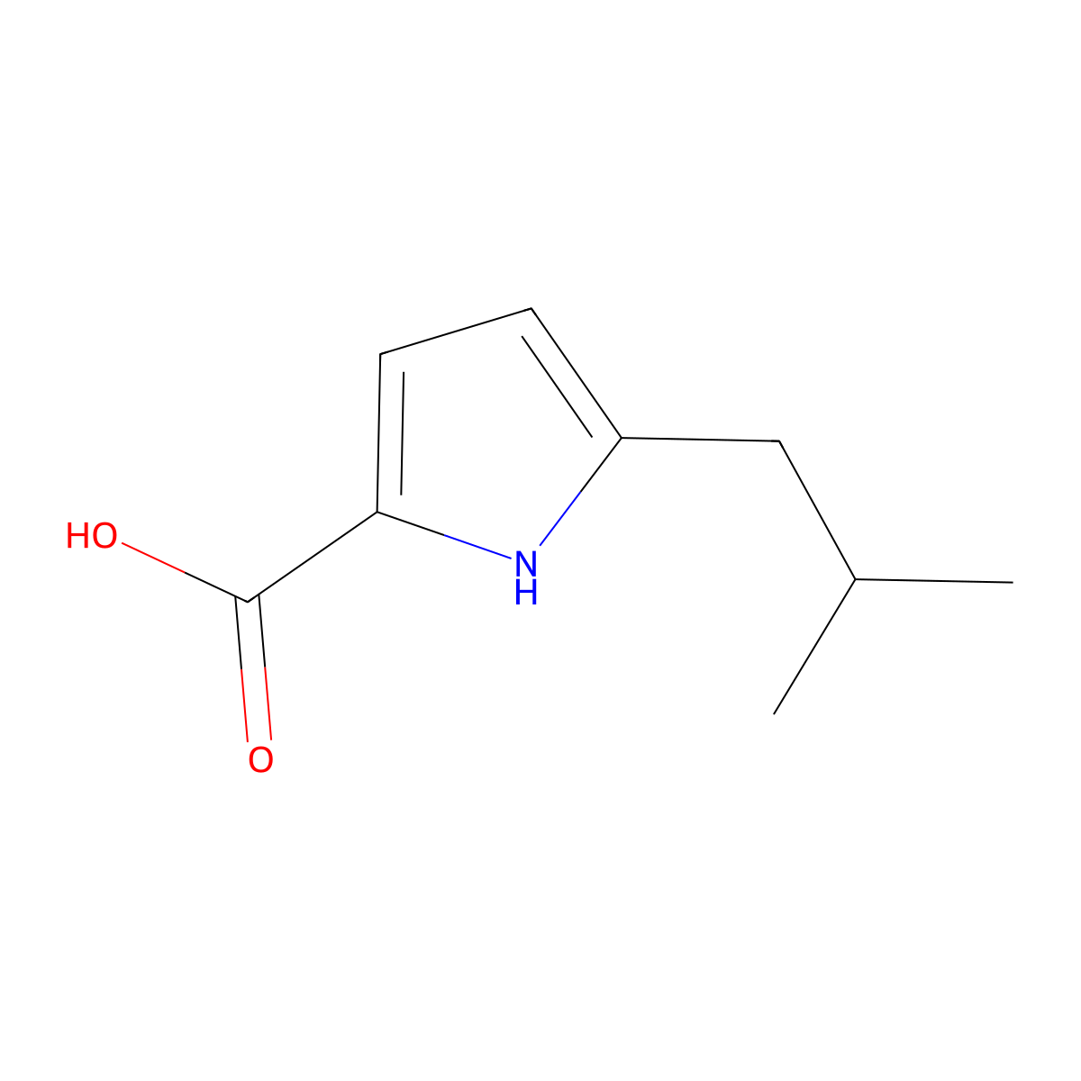 5-isobutyl-1H-pyrrole-2-carboxylic acid molecular structure, CAS 1374407-85-8